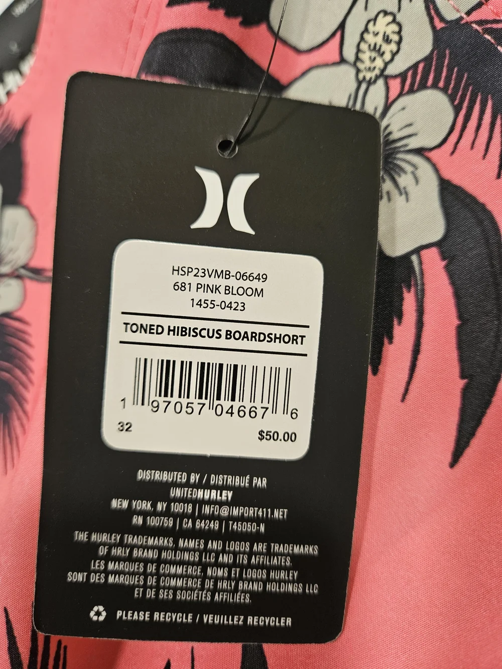 Men's Hurley Pink Hibiscus Boardshort